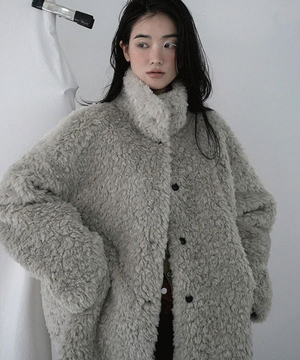 Enstie boucle high-neck midi coat