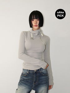 羅紋高領拉鍊上衣