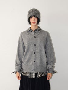 ROUND-NECK WEAVE CARDIGAN (3color)