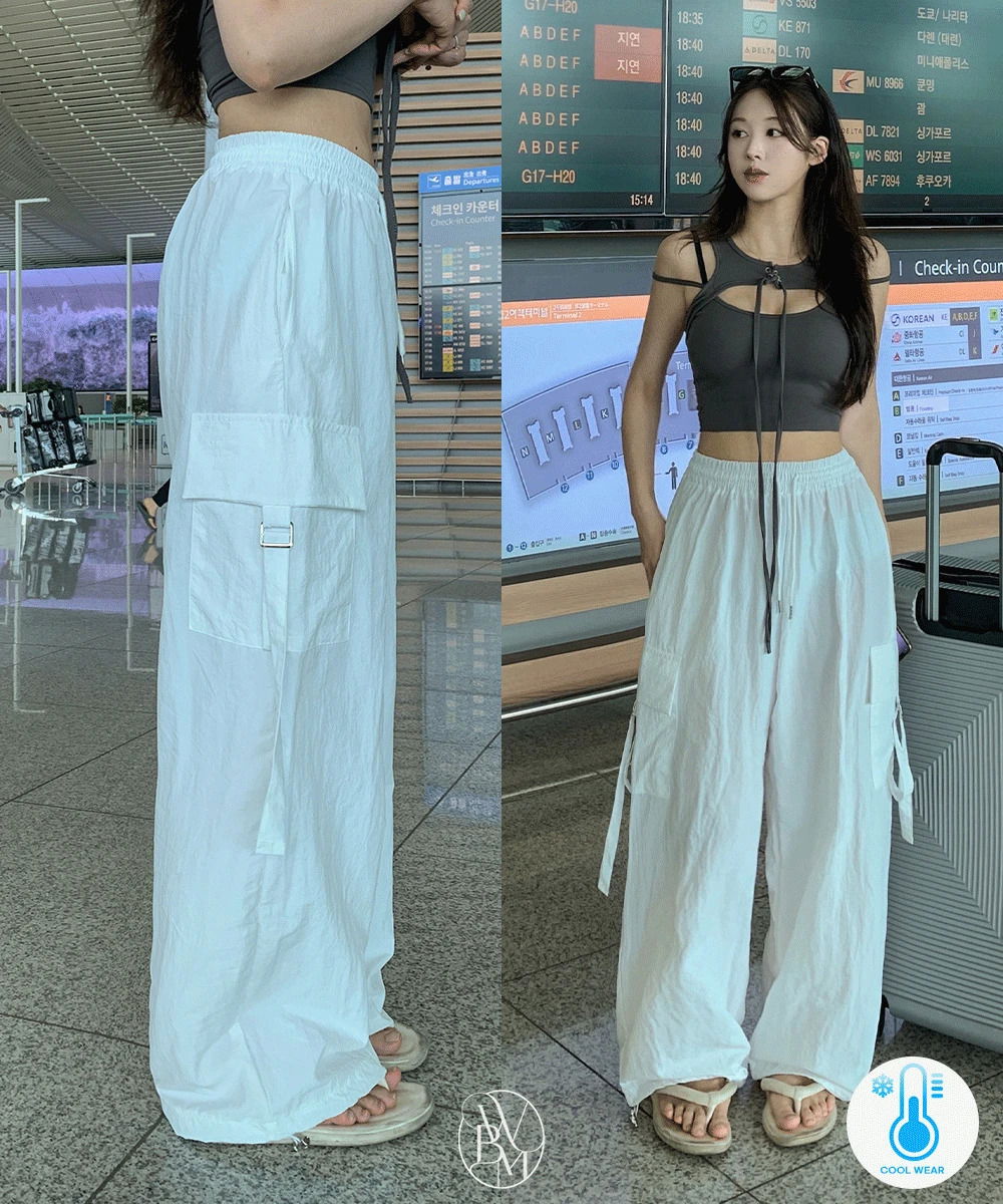 Rustling Nylon Two-Way Cargo Wide Jogger Training Pants 长裤