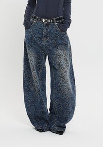 Leopard denim pants