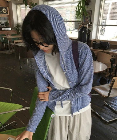 傑爾米條紋連帽針織外套