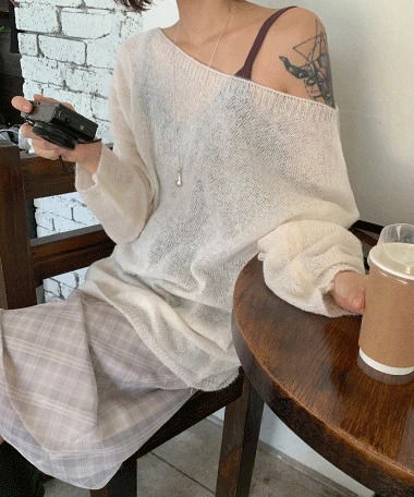 Serin Overfit Boat Neck Long Sleeve Knitwear