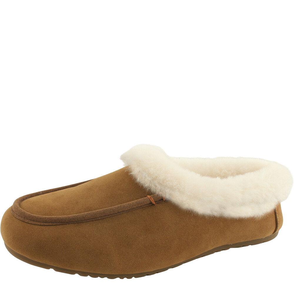 絨面皮革蝴蝶結毛毛樂福鞋 焦糖色