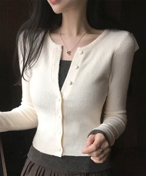 ブリ配色レイヤードカーディガン