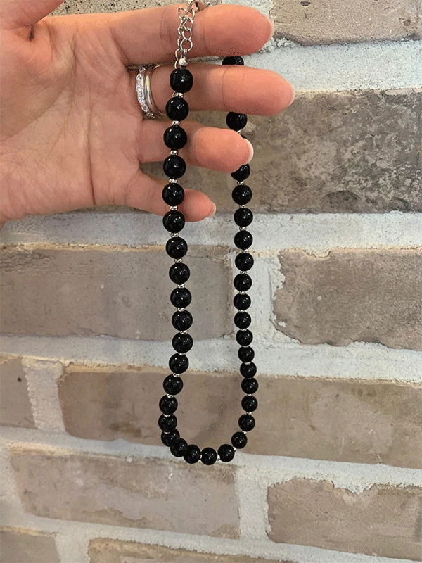 silver beads necklace