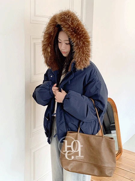 毛領連帽羽絨大衣