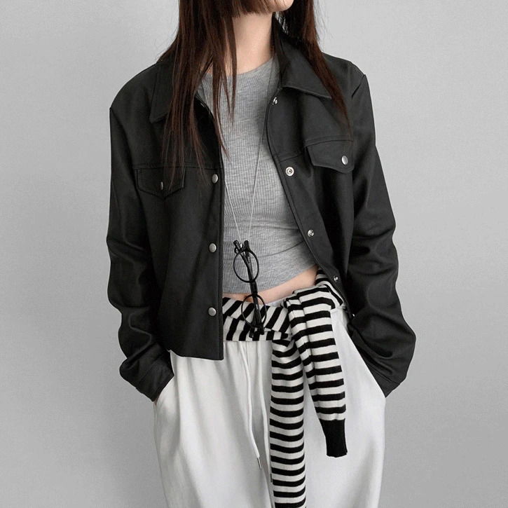 カチカチ2クロップカラーレザージャケット