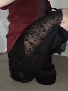 DOT MESH LAYERED CAN CAN SKIRT