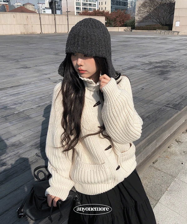 Rucker High Neck Tteokbokki Button Knitwear Cardigan