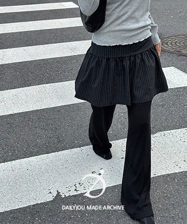 Scarfie Layered Flared Ribbed Banding Pants