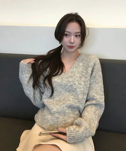 バーノン ウールVネックボカシ長袖ニット