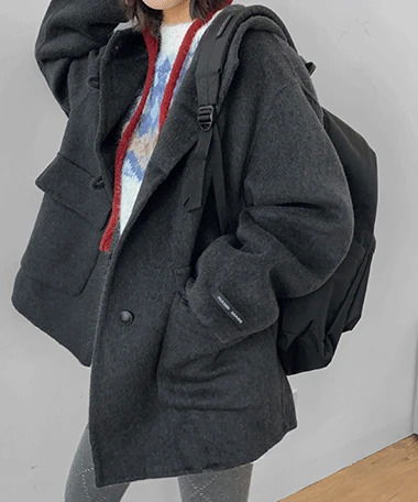 Harris Hooded Half Coat 大衣