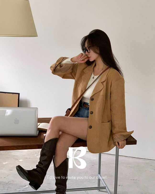 スエードスリットブレザージャケット