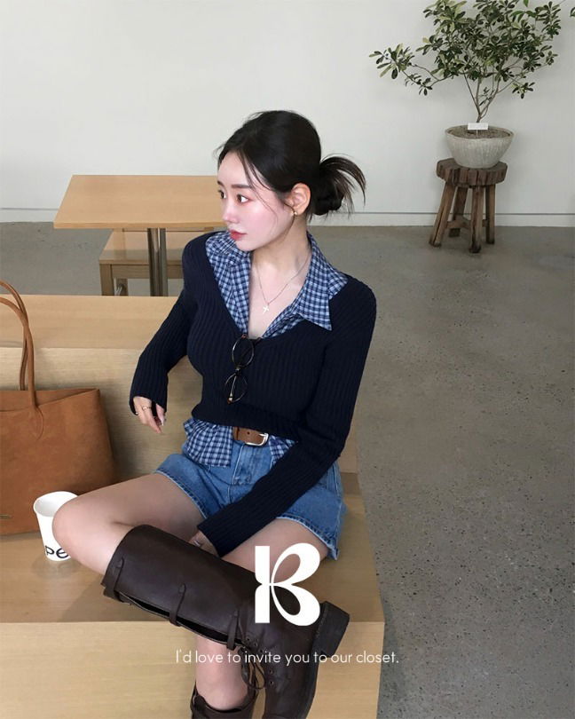 Yami Golji Deep V-Neck Long-Sleeve Knit