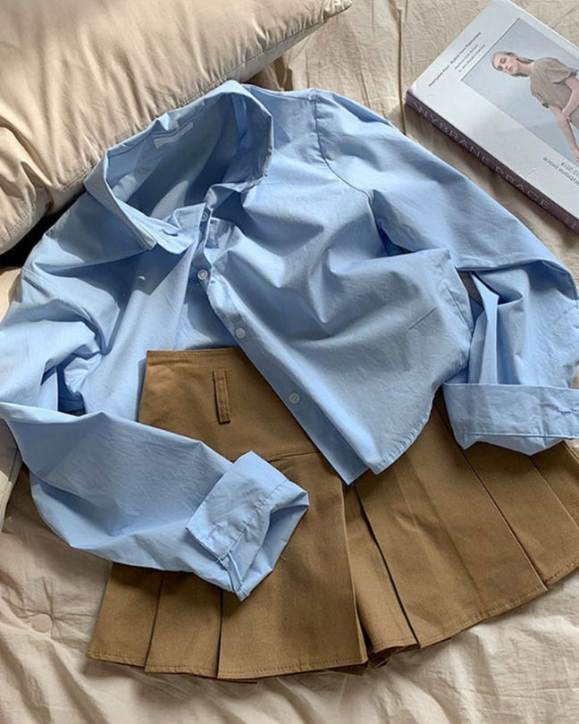日常柔和色調短版襯衫