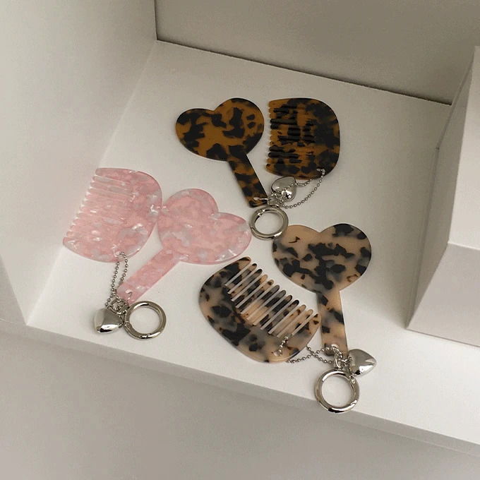 Hearing Heart Hand Mirror Comb Keyring Set -3 Colors