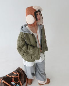 Camel Quilted Earflap Trooper Hat