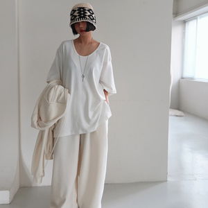 피치기모 트임 이너 박시 반팔티 (오버핏 박스 레이어드)