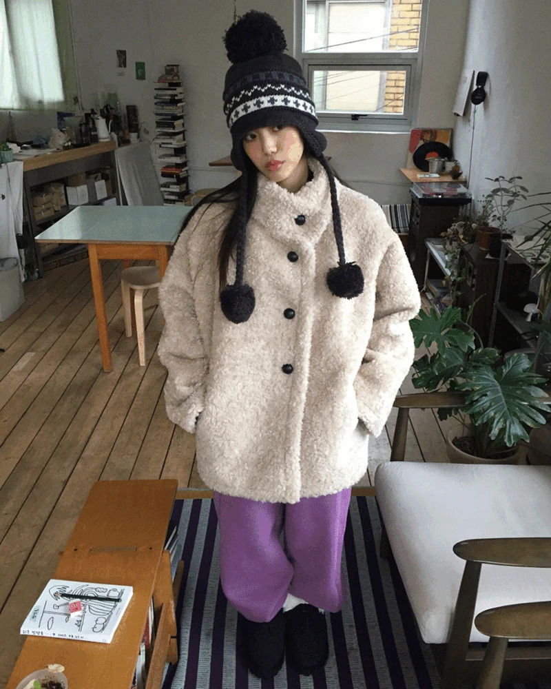 Seine Bouclé Half Coat *Beige Same-day shipping available 大衣