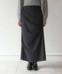 Debea Banding Corduroy Shirring Back Slit Long Skirt