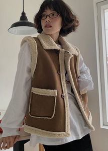 羊毛絨毛背心外套