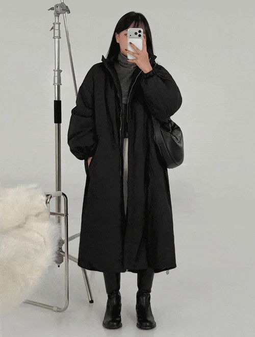 輕量羽絨長版連帽外套