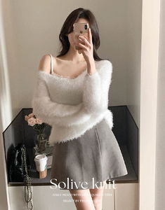 ソリーブVネックソルリーフ長袖ニット