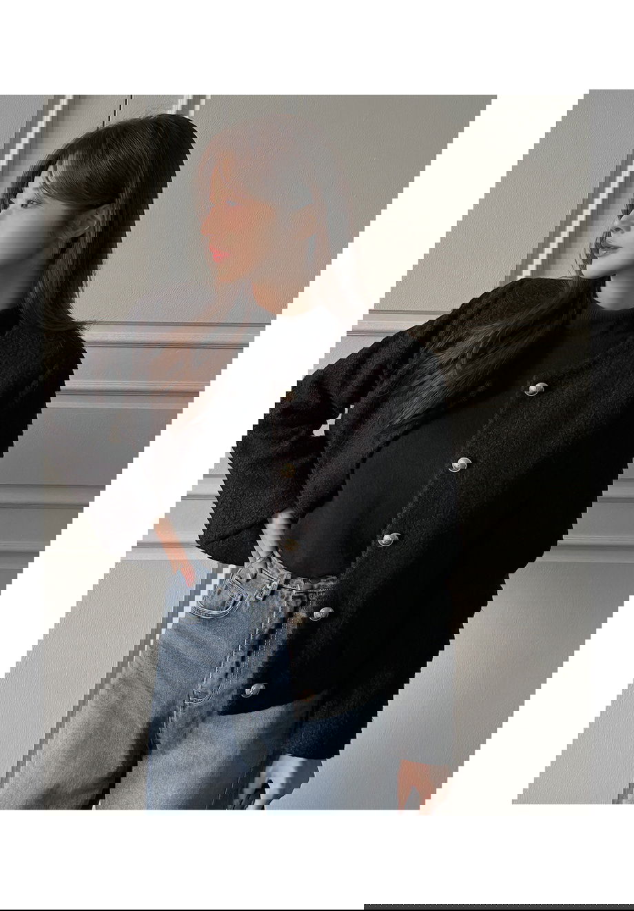 리리앤코 라플레쥬 부클 골드버튼 자켓