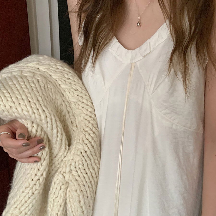 荷葉邊長版洋裝