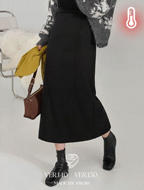 Fleece-lined Split H-long skirt 裙子