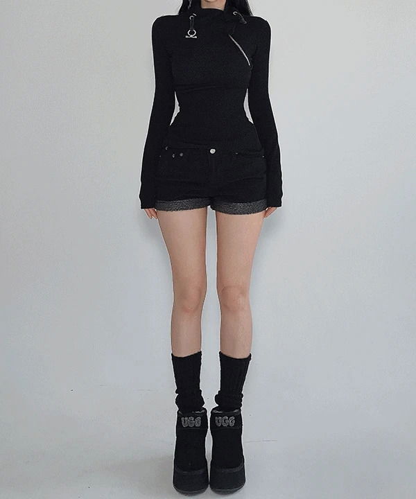 Santa Unique Winter Fleece-lined Color Block Hot Pants Shorts 短裤