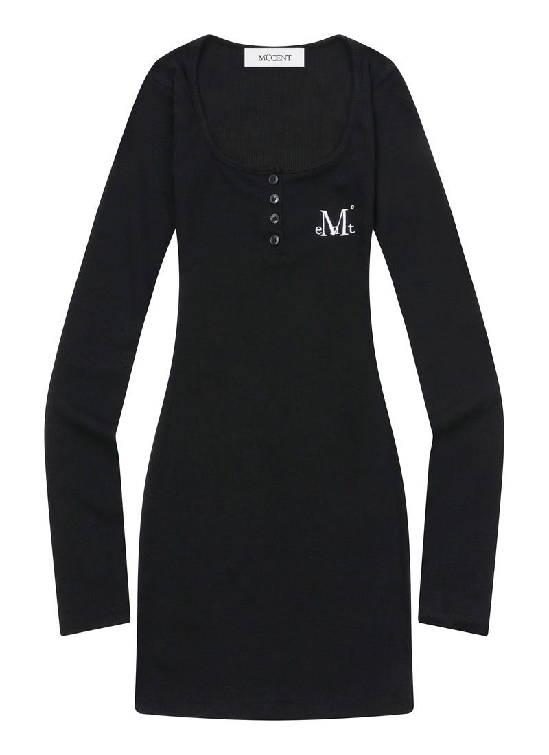 RABIN SQUARE NECK SLIM FIT OPS Rabin square neck Ribbed slim fit Dress 迷你短洋裝