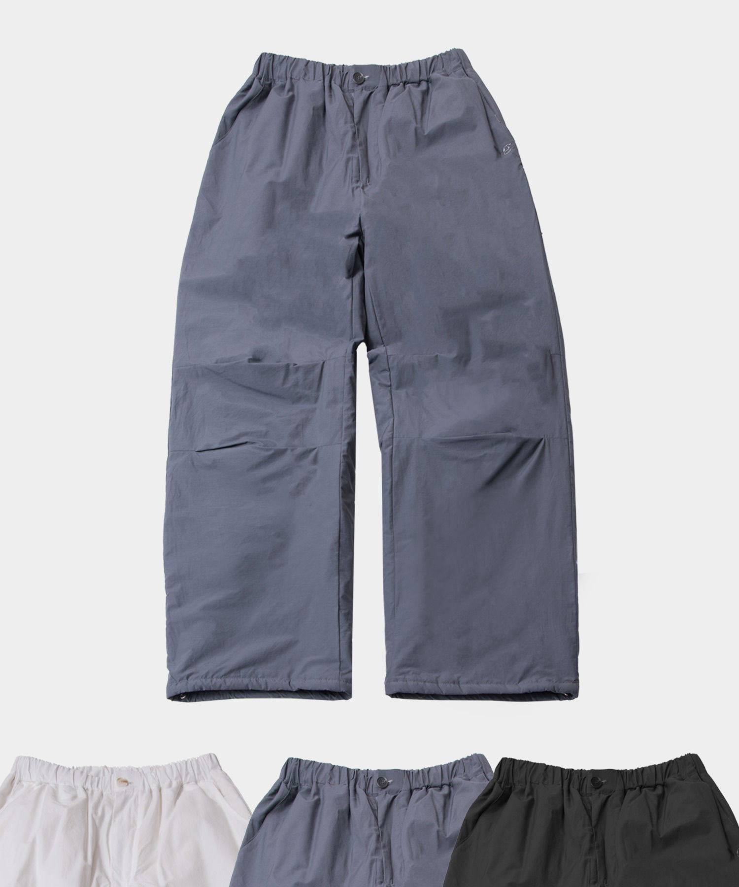 パディドセミワイドキルティングナイロン暖かミニマルパンツ_3COLOR