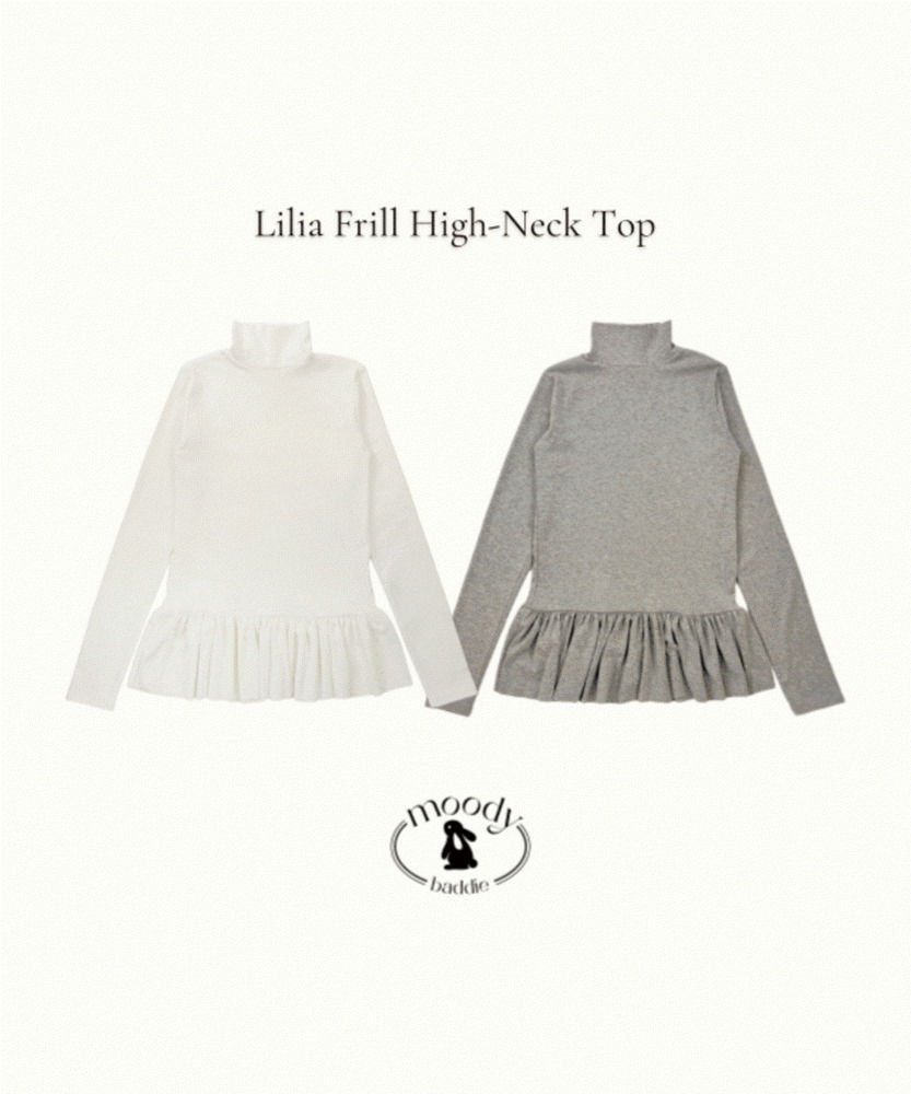 荷葉邊高領長袖上衣