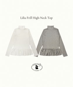 荷葉邊高領長袖上衣