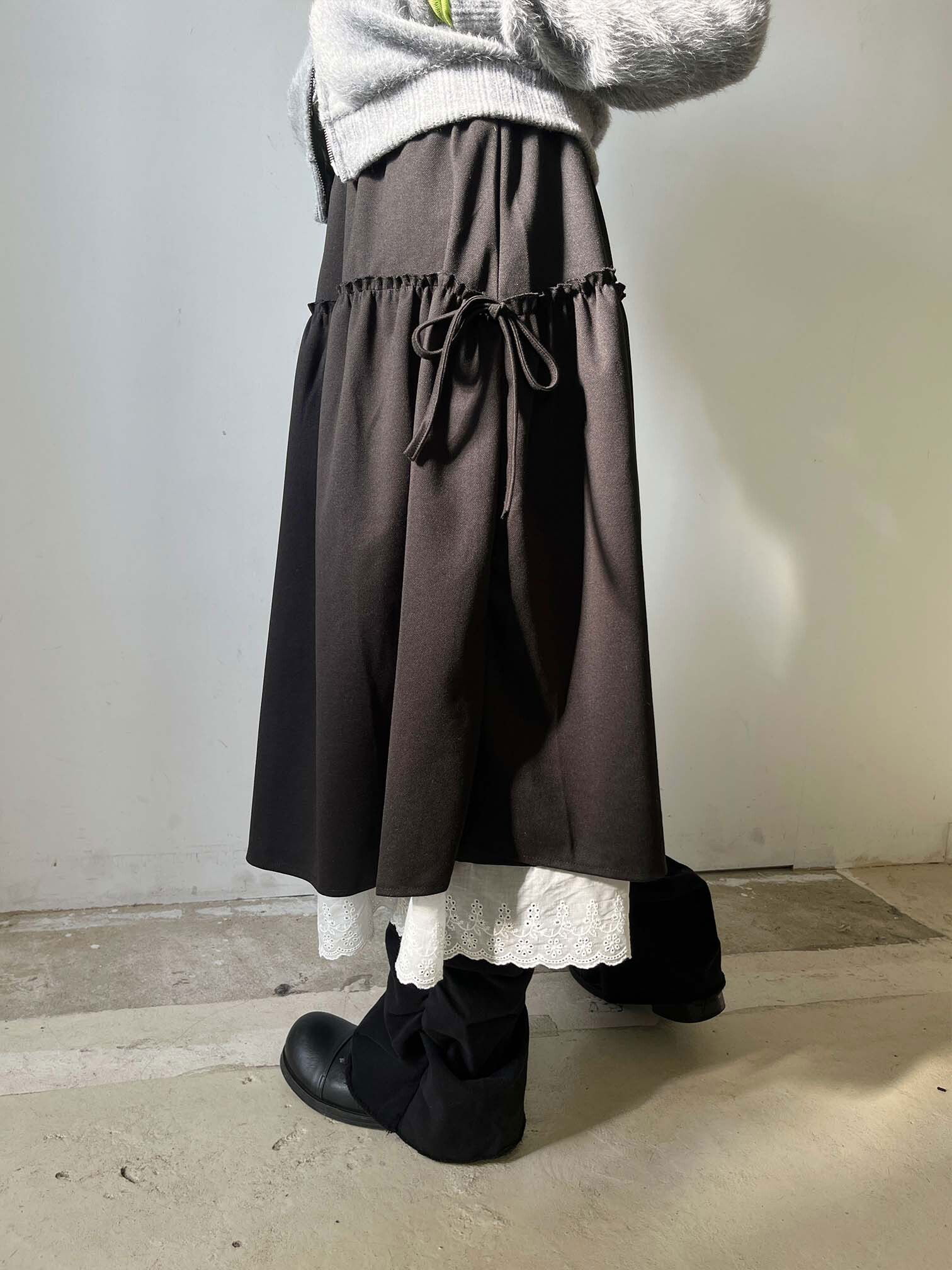 褶皺綁帶設計休閒長裙