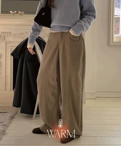 Honiton Corduroy Fleece Wide Pants - 4 Colors