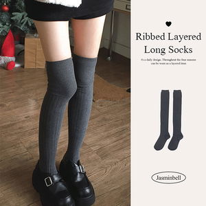 히오 골지 레이어드 롱 니삭스 주름 양말 쫀쫀 슬림