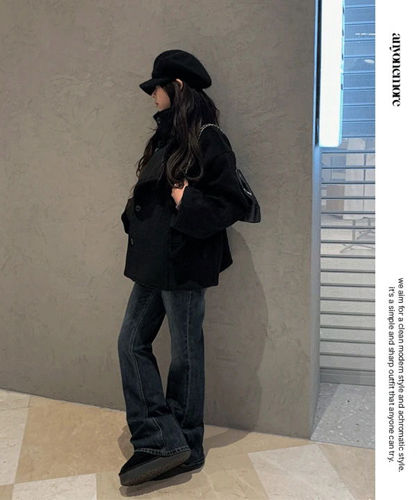 피논 부츠컷 워싱 데님 롱 팬츠