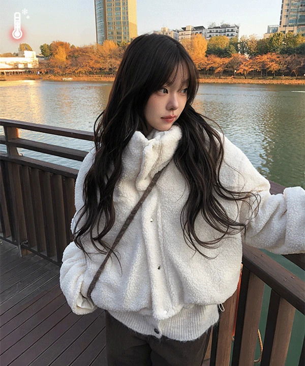 아버 양털 카라 리버시블 숏 패딩 (3color)