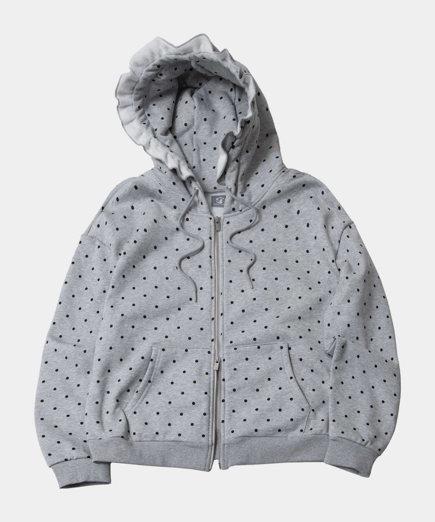 Symbol Dot Soft Frill Point Winter Hooded Zip-Up