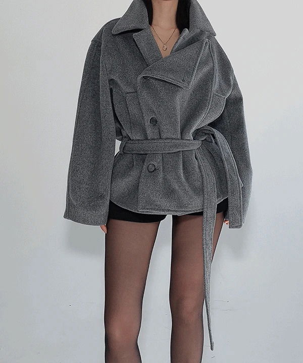 Hort Robe Unique High Neck Double Half Trench Wool Coat 大衣