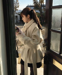 Foreign half wool quilted coat