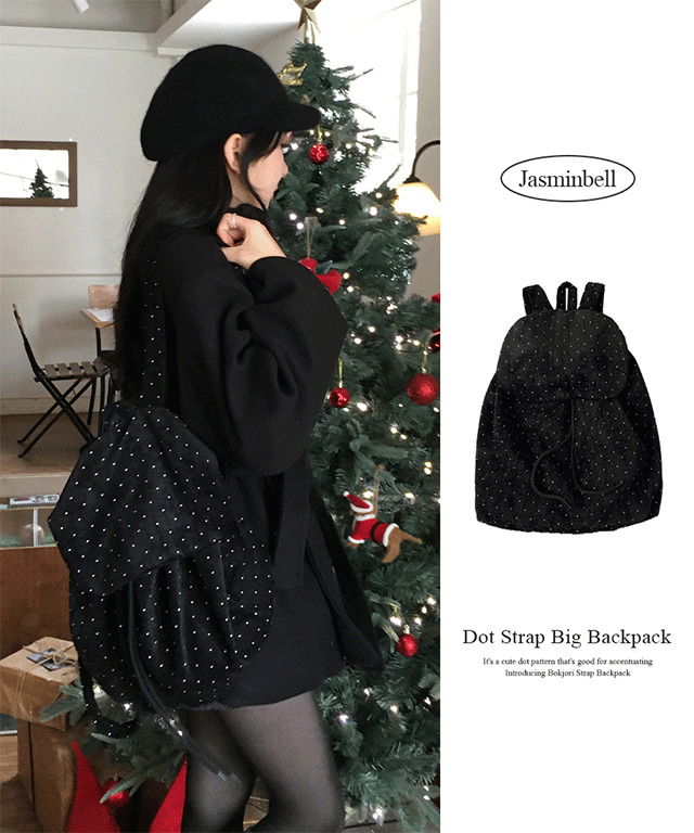 Beppi Dot Polka Dot Strap Bokjori Big Backpack Bag Velvet Lovely Casual Student Item School Uniform Item 背包