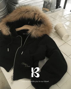 Poe hooded two-way hooded zip-up