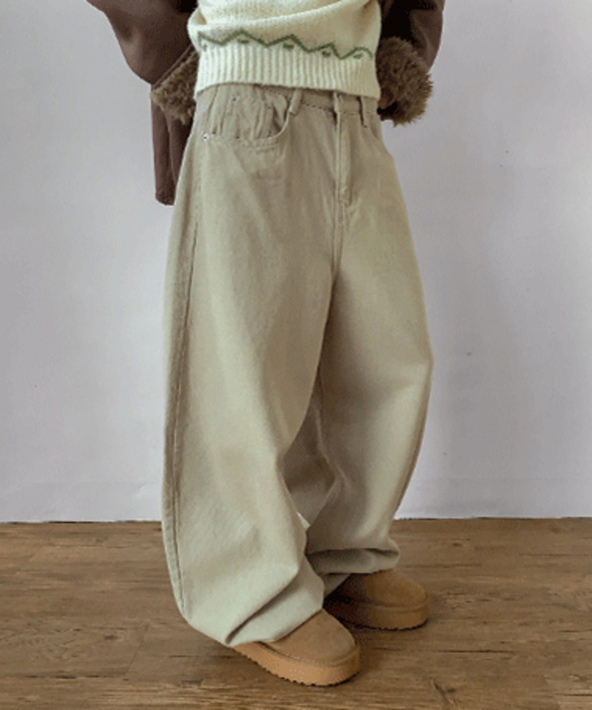 Camona Fleece-lined wide cotton pants 長褲