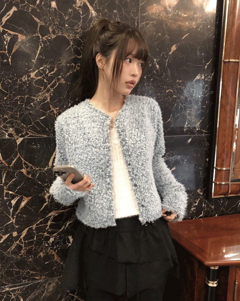 Nori Brush Fur Short Cardigan 开襟衫