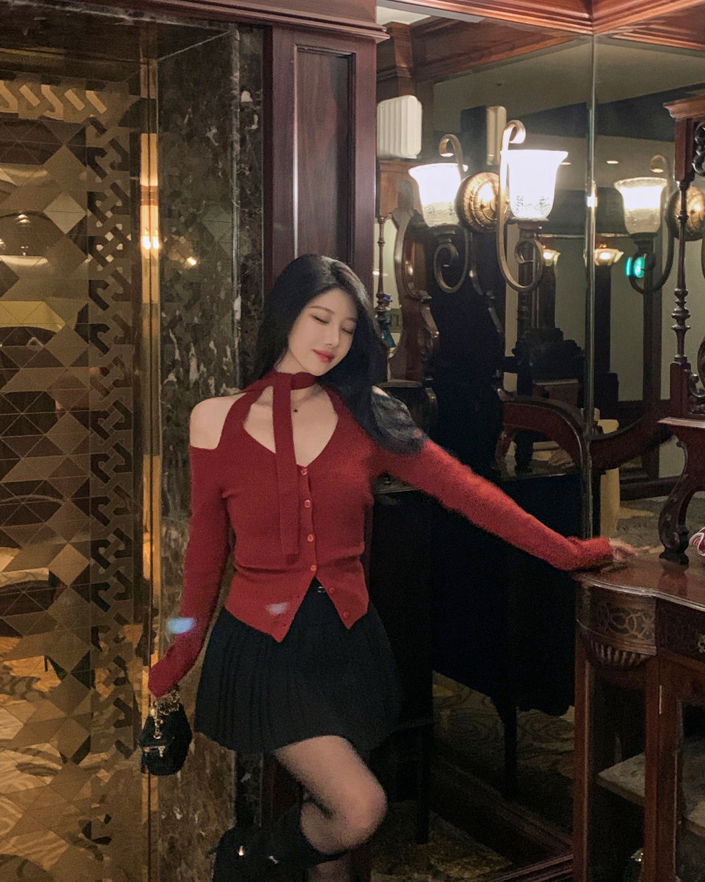 카디건 모델 착용 이미지-S1L40