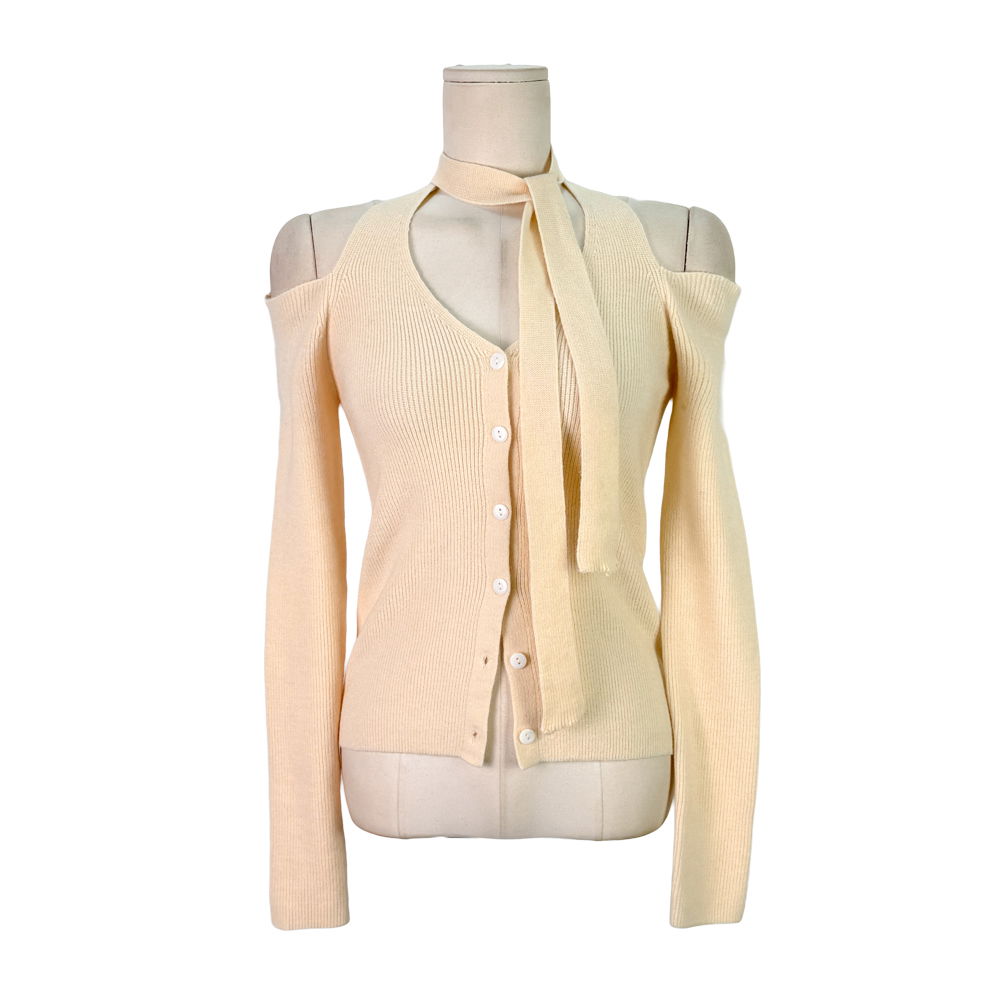 카디건 크림 색상 이미지-S1L32